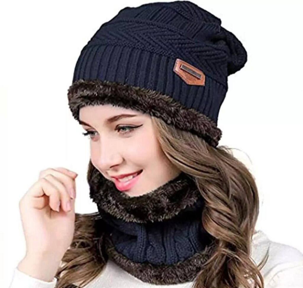 Beanie Wool Cap with Neck