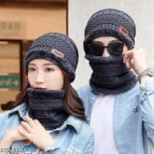 Beanie Wool Cap with Neck