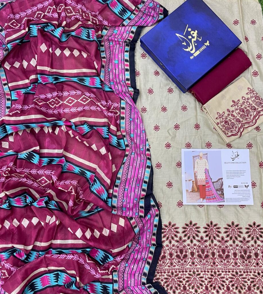 Ghazal Lawn 3Pcs Vol-3 Ghazal Embroided Eid Collection