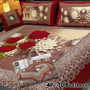 4-Piece 3D Panel Crystal Cotton Bedsheet Set
