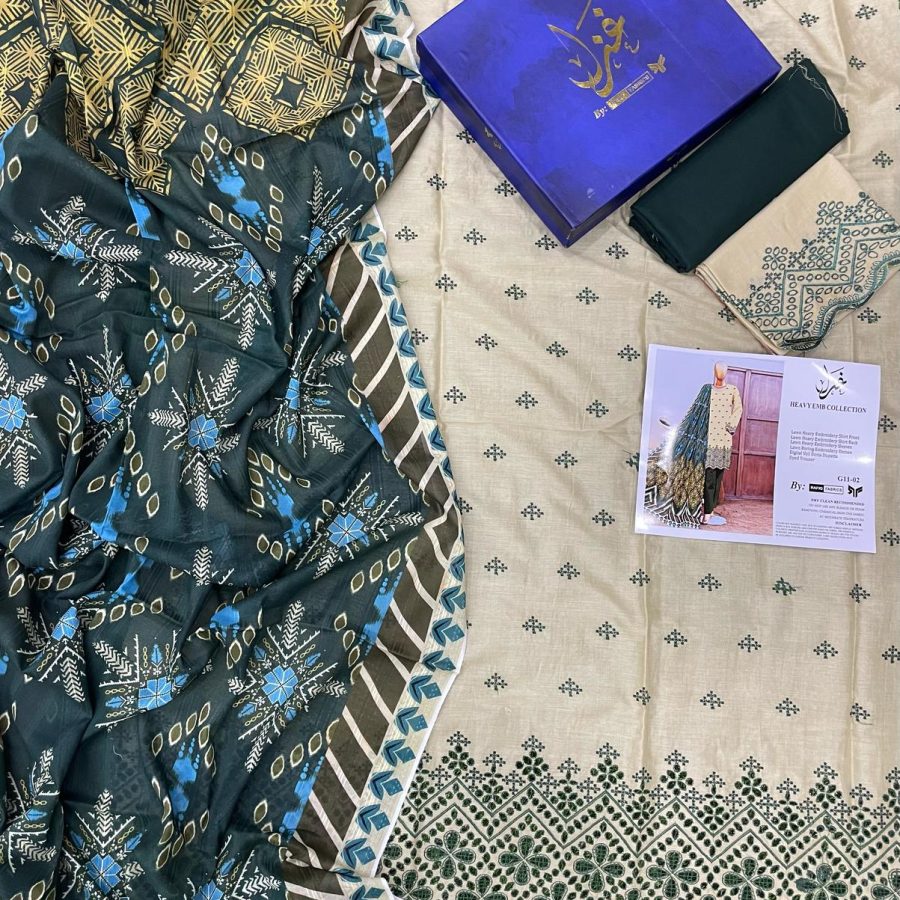 Ghazal Lawn 3Pcs Vol-3 Ghazal Embroided Eid Collection